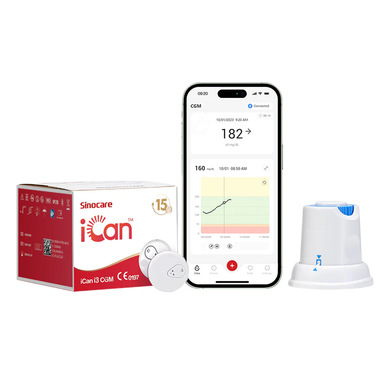 Sinocare iCan i3 CGM – 15 Days Continuous Blood Glucose Monitor (Full Kit)
